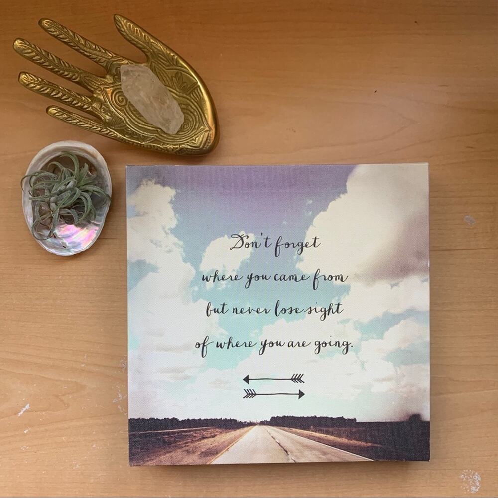 Quote wall art on wooden frame blocks